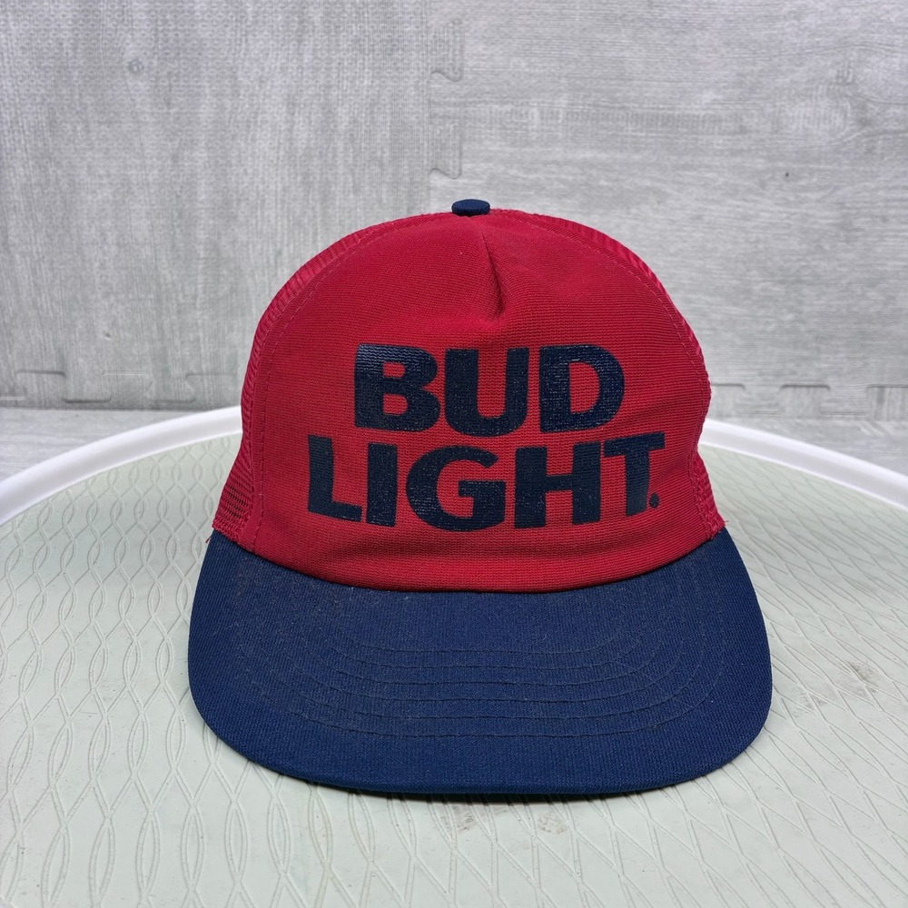 Vintage Bud Light Trucker Hat Cap Snapback Red Blue Mesh Snapback Baseball